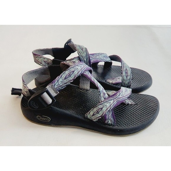 Chaco Z2 Classic Yampa Pixel Wave Purple Aqua Blue Toe Loop Sandals 7 - Picture 2 of 7